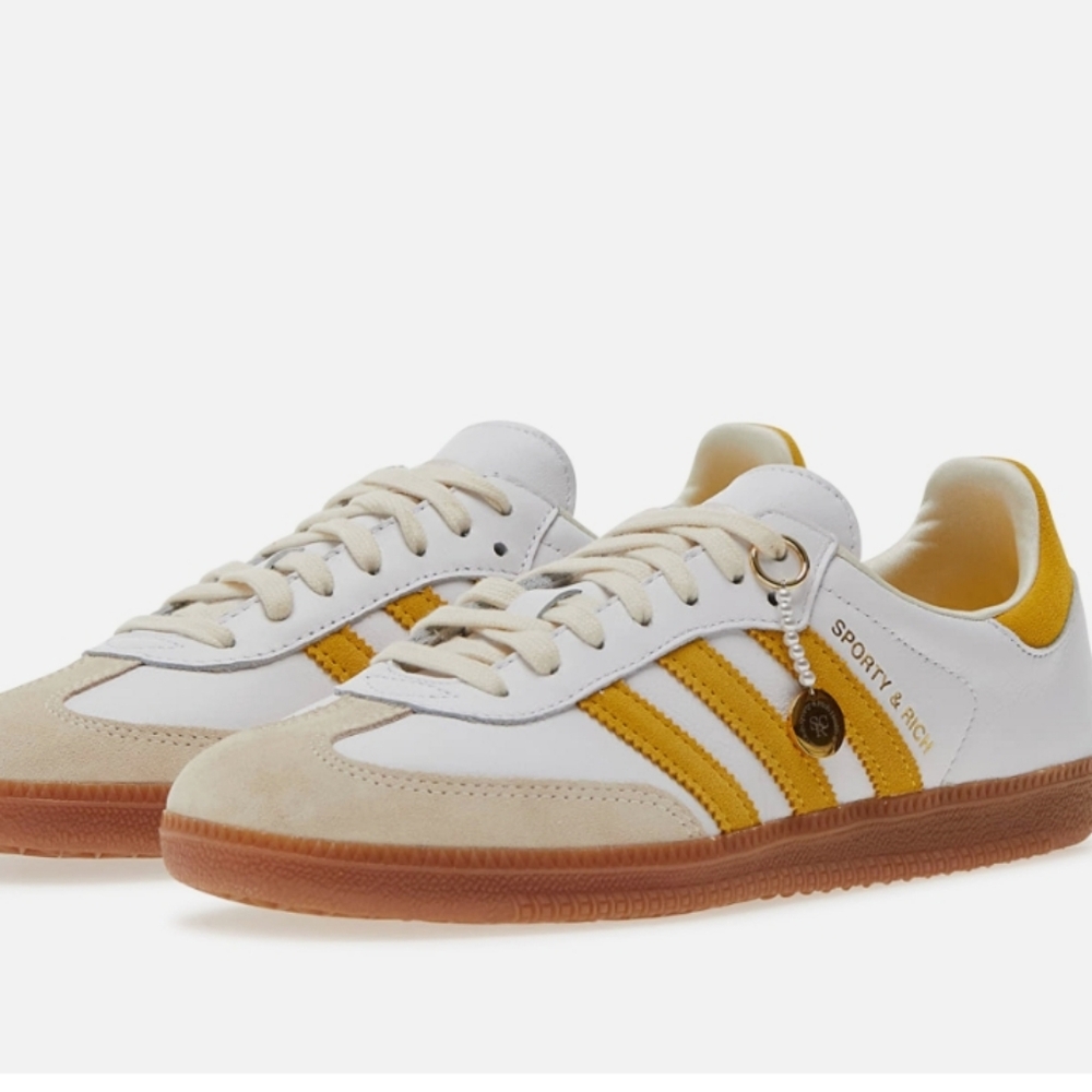 Adidas Sporty and Rich Samba White & Gold / Yellow Sneakers NWT Size 10 US Men’s